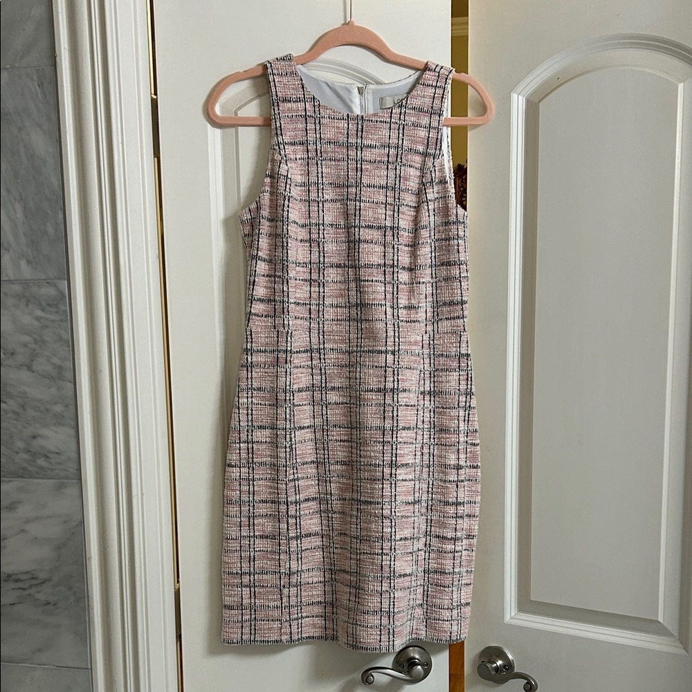 LOFT Pink and Black Checkered Mini Dress size 6